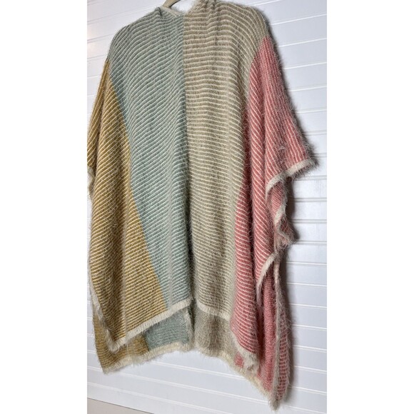 House of Harlow 1960 Pink and Green Color-Block Poncho Sweater Size L - Picture 11 of 14